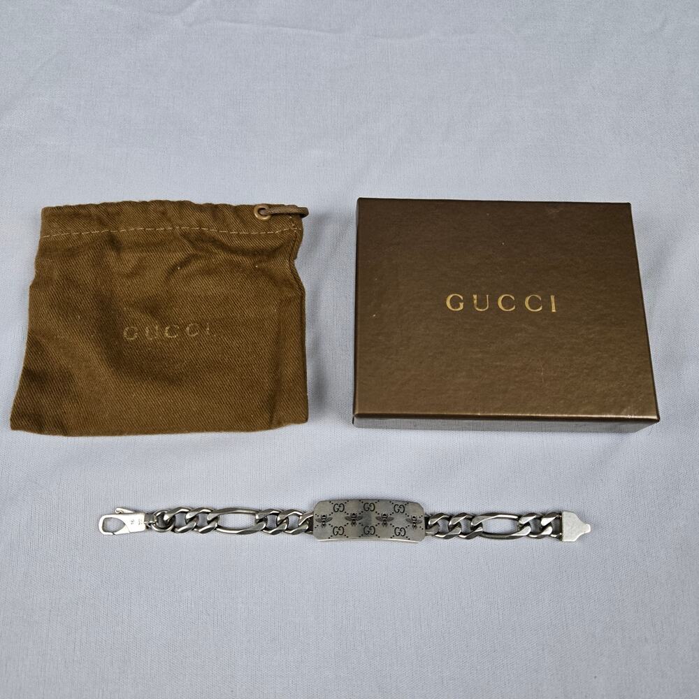 Gucci Monogram Supreme GG .925 Silver Figaro Bracelet